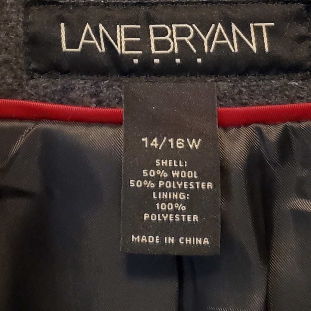 🇺🇸Lane Bryant Charcoal Wool Blend Coat Size 14/16W - Picture 2 of 5